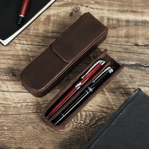 Echt leder etui für stifte - 2,
